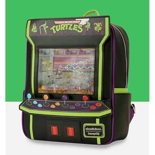 Loungefly Teenage Mutant Ninja Turtles 40th Anniversary Vintage Arcade Mini Backpack, Black/Charcoal, Taglia unica