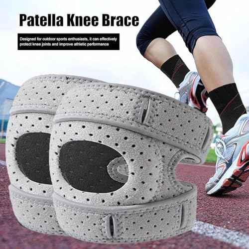 Knee Brace,2PCS Knee Brace for Women Men Adjustable Knees Support,Knee Support for Athletes,Knee Joint While You Move for Running Workout (Grey)