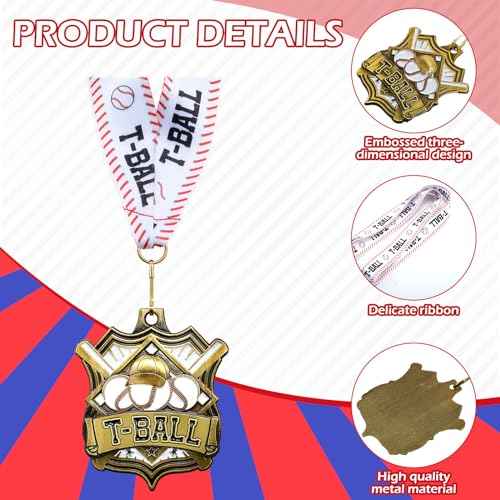 Medals with Neck Ribbons Soccer Awards Medals Baseball Team Awards Softball T-Ball Flag Football Trophy for Kids Sports Competitions Celebration Gift