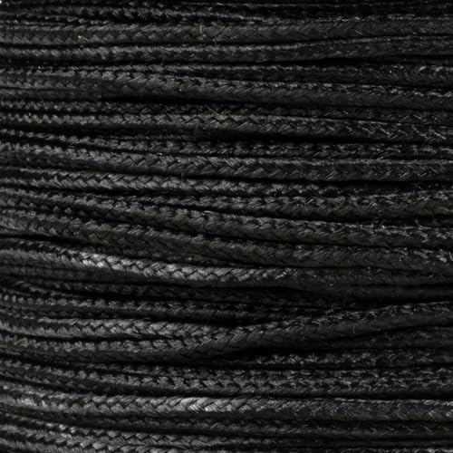 Micro Paracord 125 ft Spool - Thin Nylon Braided Cord for Crafting, Fishing, and Outdoor Use - Black