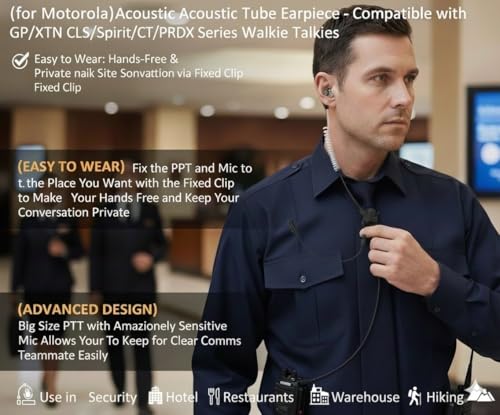 2 Pack Acoustic Tube Headset with Microphone for Motorola Walkie Talkies