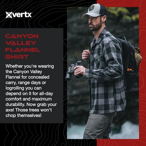 Vertx Canyon Valley Mens Tactical Flannel Shirt Long Sleeve Outdoor Work Shirts with Pockets, Tactical Operations Gear