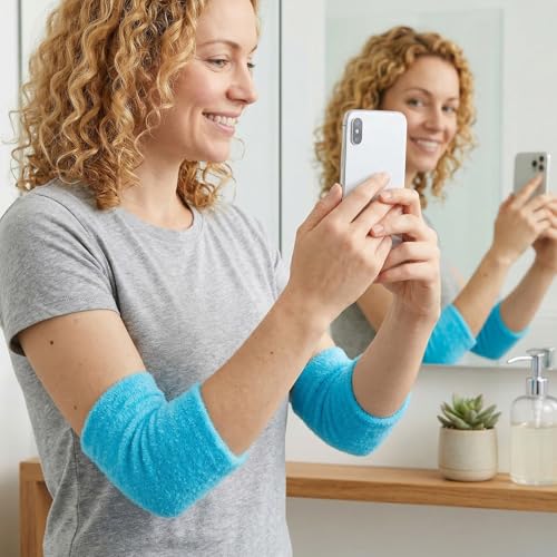 Elbow Moisturizing Sleeve for Dry Skin Relief - 2 Pairs, Blue & Purple
