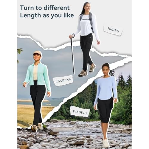 Women's Hiking Pants Lightweight Cargo Quick Dry Water Resistant UPF50+ Travel Outdoor Work Pants Safari Pockets