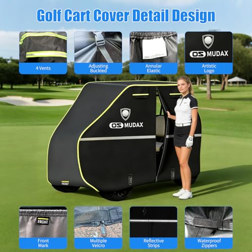 L-Fit Waterproof Golf Cart Cover for 2+2/4 Passenger Carts - Heavy Duty Windproof