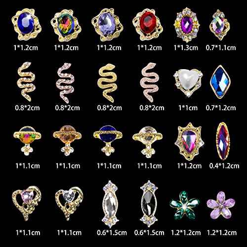Nail Art Rhinestones Kit, Round Beads Flatback Crystals Multi Shapes Glass Crystal Rhinestones for Nail Art Makeup Face Decor Crafts Supply (Classic Style)