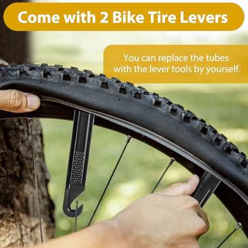 2 Pack 26 Inch Bike Tube, 26" Bicycle Tube for 26 x 1.75/1.9/1.95/2.0/2.1/2.125 Bike Tire, Butyl Rubber Inner Tube with 2 Tire Levers for Mountain MTB Bike