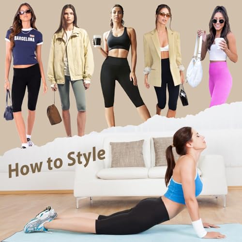 High Waisted Leggings for Women - Full & Knee Length with Pockets, Large-X-Large Black
