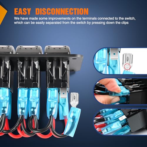 Nilight 2 Gang Rocker Switch Panel with Purple LED Light, Waterproof 5 Pin On/Off