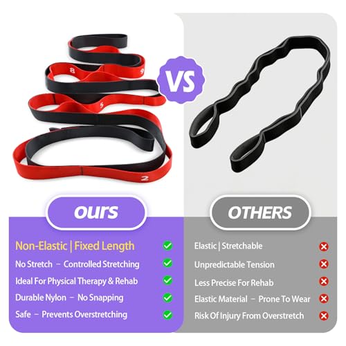 Red Non-Elastic Stretching Strap - Yoga, Pilates & Physical Therapy Bands