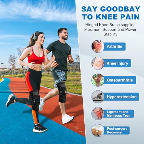 Heavy Duty Hinged Knee Brace with Side Stabilizers & Open Patella Gel Pad - Large, Black