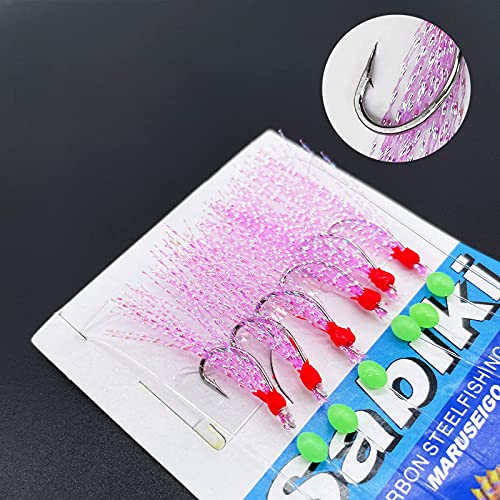 Sabiki Rigs Set 20-Pack Luminous Bait Fishing Rigs with Sharp Hooks for Saltwater & Surf Fishing - Variation of THIS listing