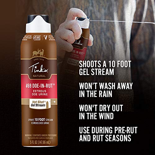 Tink's Doe-in-Rut Estrous Attractant Spray - 5 Fl Oz Bottle With 10 Foot Stream | Deer Scent Gel, Hunting Accessory With Secure Locking Cap