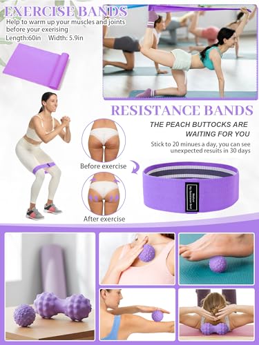 Purple Yoga Starter Kit for Women - 17-Piece Pilates & Fitness Equipment Set