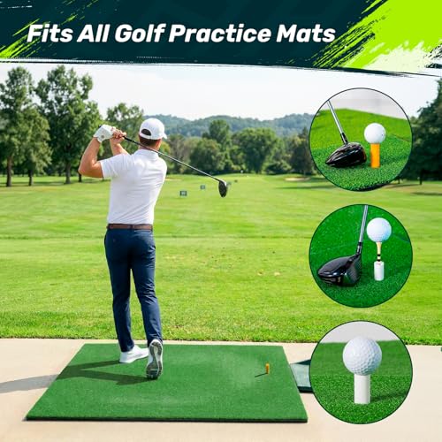 SAPLIZE White & Yellow Golf Tee Set 11 Pack with Rubber & Bamboo Tees for Practice & Range