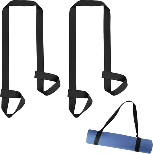 2 Pcs Yoga Mat Strap, 59 X 1.5 Inch Adjustable Yoga Mat Holder Carrying Strap for All Size, Black (Yoga Mat Not Included)