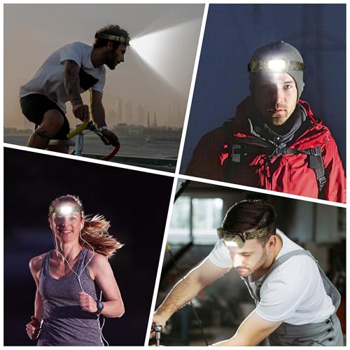 Camo Rechargeable Headlamp with Red, Green & White Light - 350LM, 7 Modes