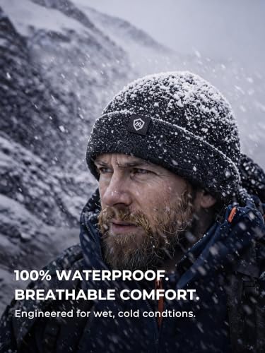 DexShell Waterproof Beanie Hat - Black Thermal Fleece-Lined Winter Cap