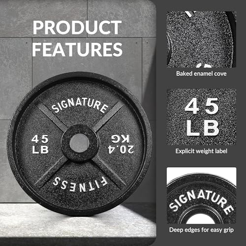 Fitvids Deep Dish 2-Inch Olympic Cast Iron Weight Plates with E-Coating