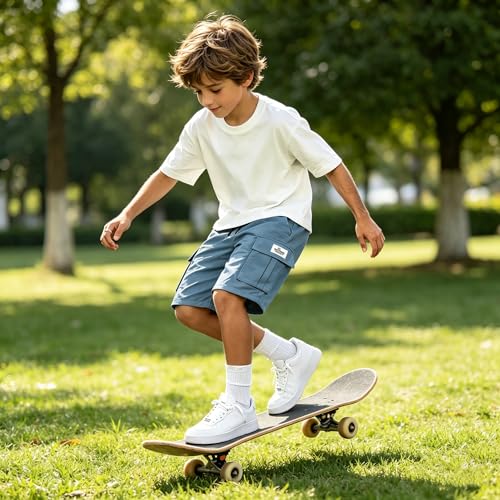 Kids Cargo Shorts 3 Pack - Quick Dry, Flap Pockets, 7-8 Years, Multiple Colors