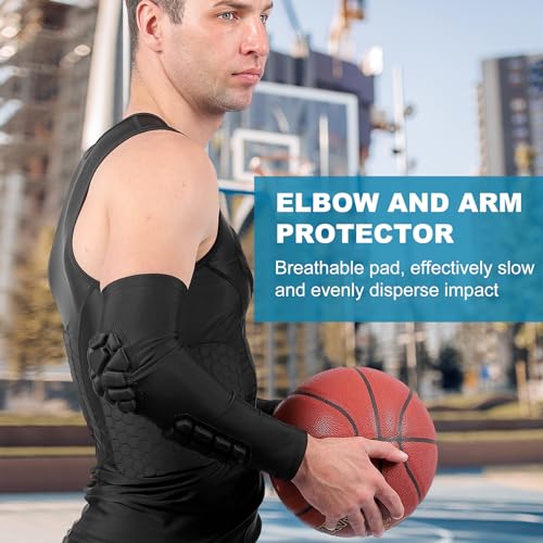 Large Padded Arm Sleeves for Adult Football Volleyball Elbow Forearm Pads - Zwlebblack