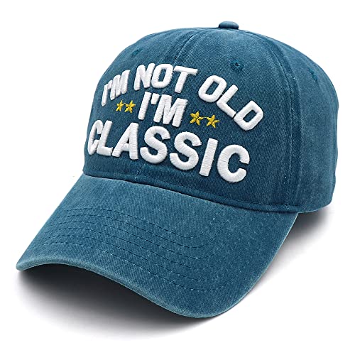 Funny Retirement Birthday Hat for Men Women I'm Not Old Classic Baseball Cap - Blue Washed