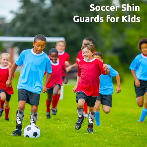 Youth Soccer Shin Guards Kids Medium Black - Impact Protection & Adjustable Straps