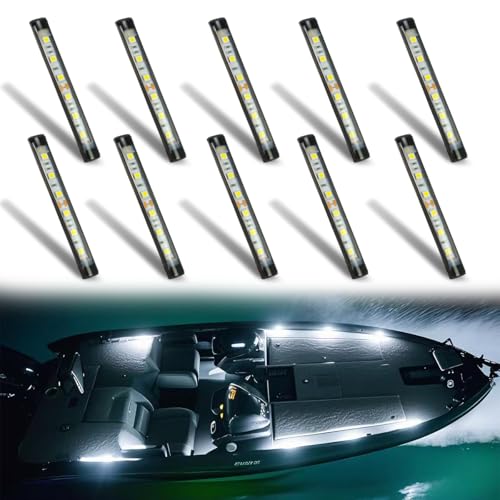 Boaton Marine LED Boat Lights 10Pcs White No-Drill Interior & Deck Courtesy Lights