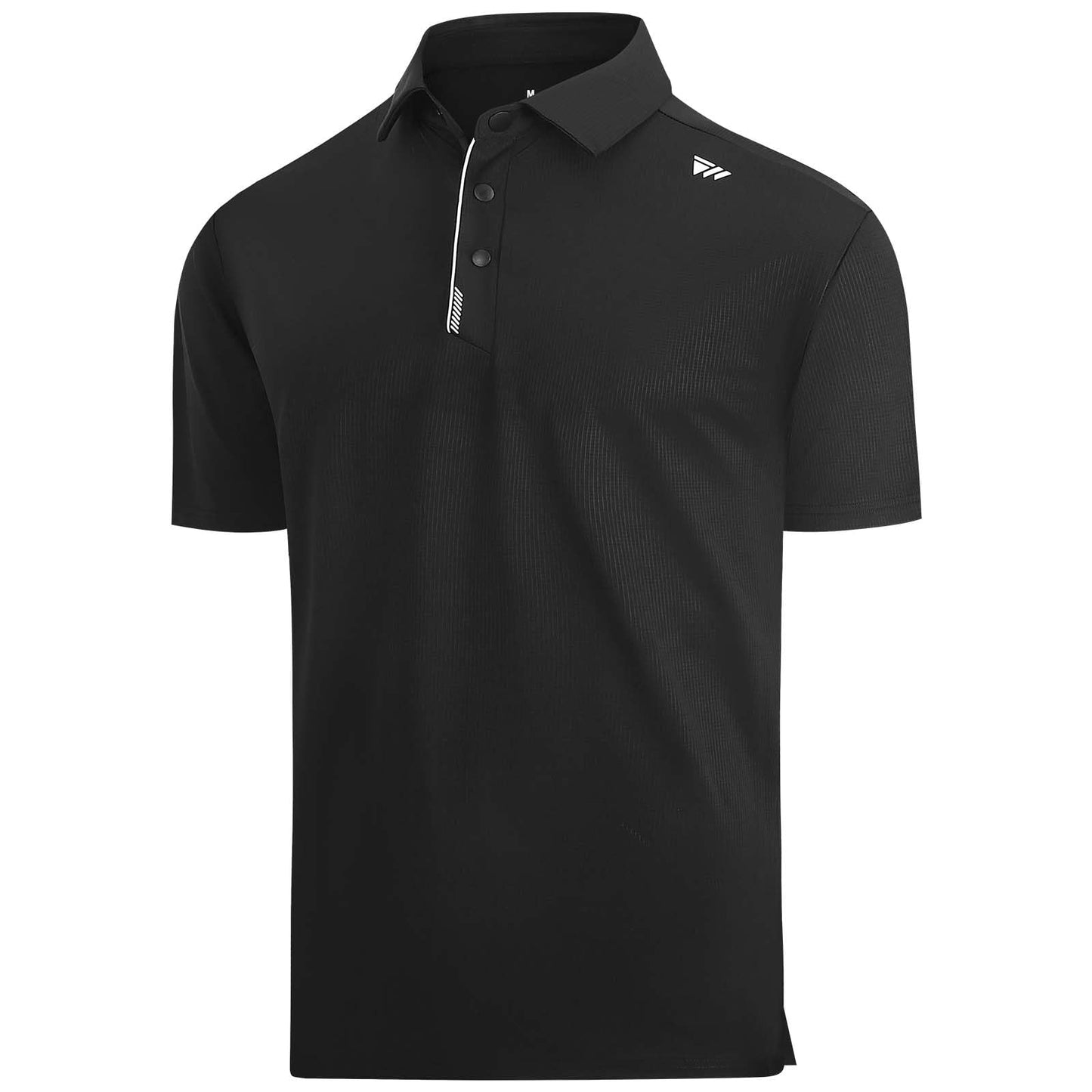 WARHORSEE Golf Shirts for Men Short Sleeve Breeze Dry Fit Performance Moisture Wicking Golf Polo Shirt for Men,Black,L