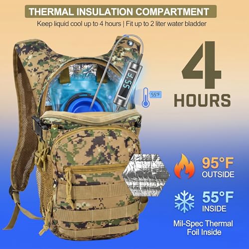 Tactical Hydration Backpack 2L Water Bladder - Woodland Digital Camo