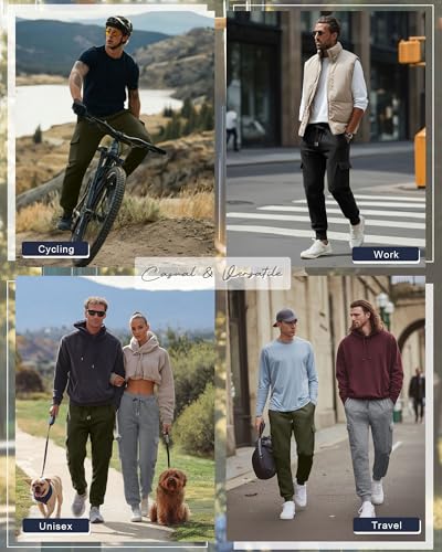 August Alley Men's Cargo Joggers with 4 Pockets - Olive Green, Light Gray, Black