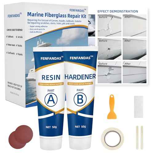Fiberglass Boat Repair Kit White, Gel Coat Repair Kit for Boats, Marine Fiberglass Repair Kit for Boats, Epoxy Filler for Boats, Fiberglass Repair Kit Fix Holes Chips Pits Cracks