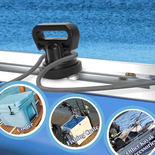 Kayak Track Mount Tie Downs, Track Mount Vertical Tie Down Points for Kayak Cart, Cooler, Battery Box, Fishing Crate and Other Kayak Accessories, 4 Pack