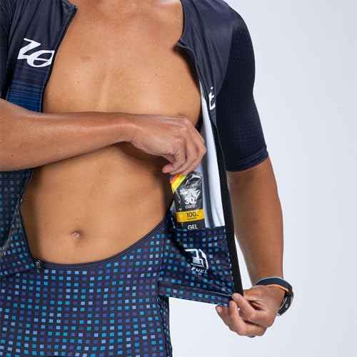 Zoot Men¡¯s LTD Tri Aero Fz Racesuit, Short Sleeve Aerodynamic Cycling Race Swim Bike Run Tri Suit with Pockets UPF 50+ Fabric
