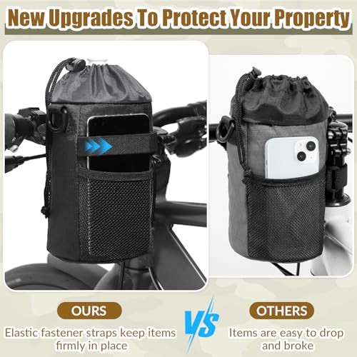 Insulated Bike Water Bottle Holder - Universal Fit 20-40oz Black