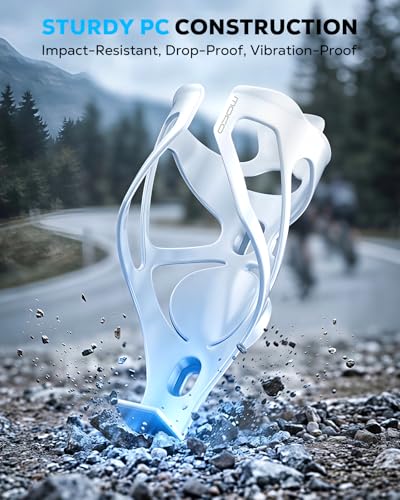 White Bike Water Bottle Holder with Tracker Slot - Fits 500ml PET Bottles, Quick Install