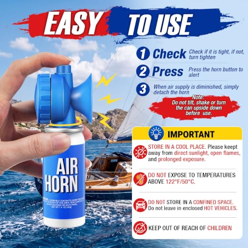 2 Pack Marine Air Horns 1.4oz Loud Safety Signal for Boating & Emergency