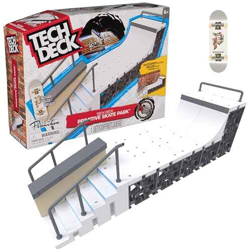 Tech Deck, Primitive X-Connect Skate Park, Customizable and Buildable Ramp Set with Exclusive Fingerboard, Kids Toy for Ages 6 and up