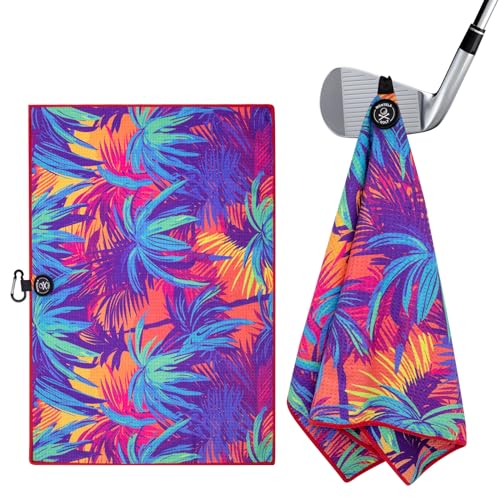 Magnetic Golf Towel for Golf Bags - Colorful Microfiber Waffle Pattern with Clip