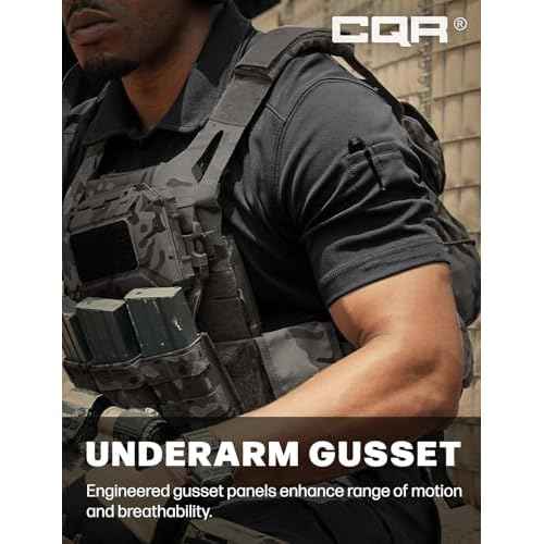CQR Men's Polo Shirts, Tactical Short Sleeve Golf Performance Shirts, Lightweight Dry Fit UPF 50+ Pique
