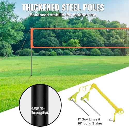 VEVOR Outdoor Portable Volleyball Net System, Adjustable Height Aluminum Poles, Professional Set with PVC Volleyball, Pump, Carrying Bag, Heavy Duty Net for Backyard, Beach, Lawn