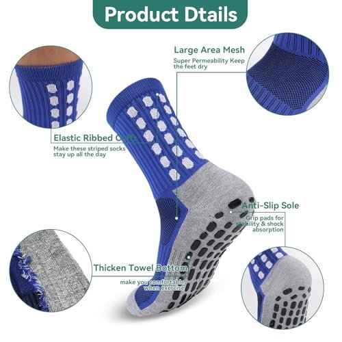 2/4/6 Pairs Men's Soccer Socks Grip Pads Non Slip Football Baseball Soccer Socks for Men Women