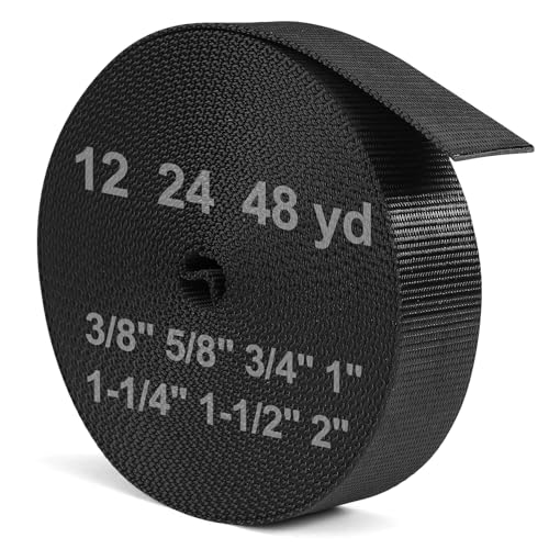Heavy Duty Webbing Straps 1 Inch x 48 Yards - Black & White Polyester Tie-Downs
