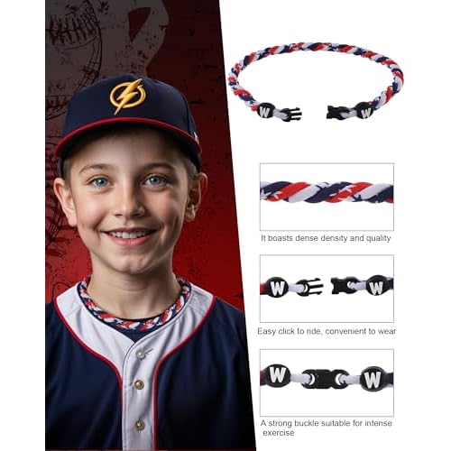 Premium Sports Baseball Necklaces for Outfit/Sport field, Classic Sports Fan Baseball Necklace w/Triple Rope Twisted Tornado Design