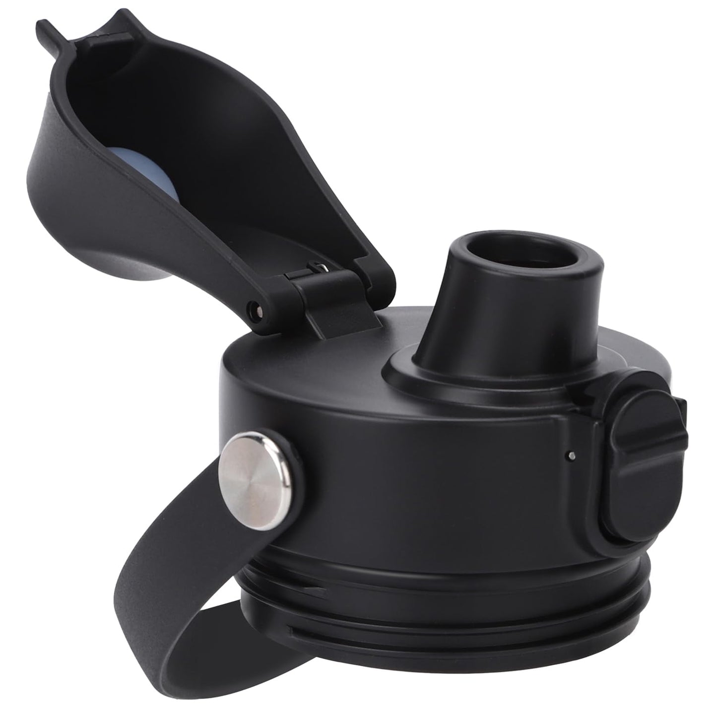 POYAKU Auto Spout Lid for Yeti Rambler 12/18/26/36/46/64 Oz Chug Cap Replacement with Soft Handle for RTIC | Leakproof | BPA Free | Dishwasher Safe (Aotu Spout Lid, Black)