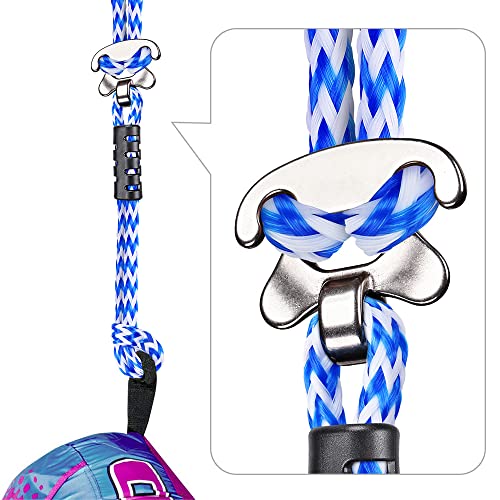 Self Centering Boat Tow Harness for Tubing - Blue-White 18 Inch Quick Connector Pair