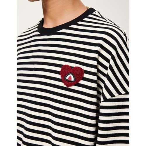 Aelfric Eden Oversized Sweatshirt for Women Crewneck Striped Sweatshirt Preppy Shirts Y2K Tops