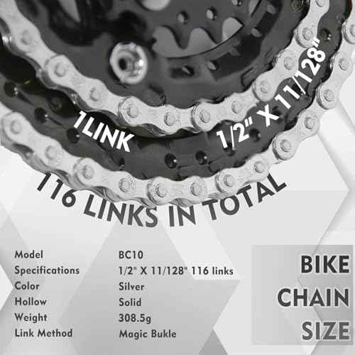 BUCKLOS 6/7/8/9/10/11/12 Speed Bike Chain,Bicycle Chain for Road Bike/E-Bike/Mountain Bike/MTB/Shimano SRAM,Half/Full Hollow Bike Chain Silver/Gold 1/2 x 11/128 Inch 116 Links with Quick Link