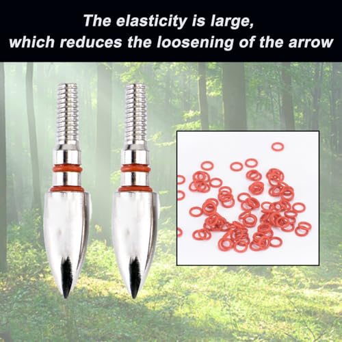 Archery Anti-Skid Arrow Broadhead O-Rings - 100 pcs Rubber Gasket for Hunting & Shooting