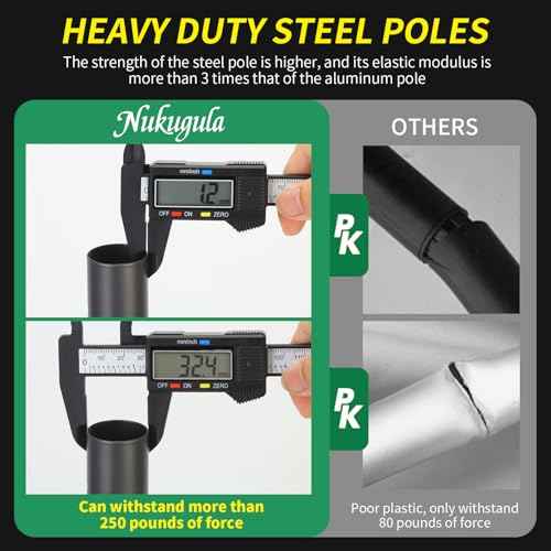 Windproof Boat Cover Support Pole System 2 Pcs with 8 Adjustable Heights Telescoping Steel Furniture Cover Support Poles 18"-57" with Straps Storage Bag